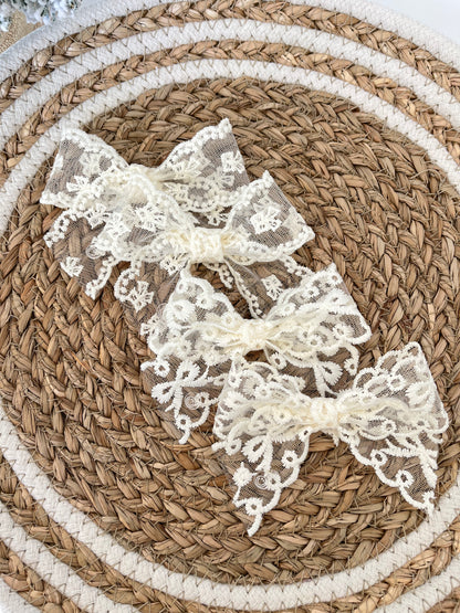 Rebecca Lace ivory baby Bow