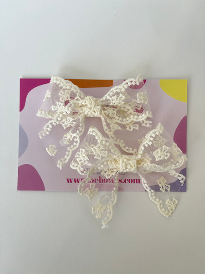 Rebecca Lace ivory baby Bow