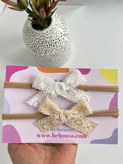 Set of 2 lace Headband Baby Bow