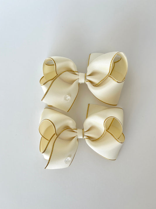 ivory gold hair bow 