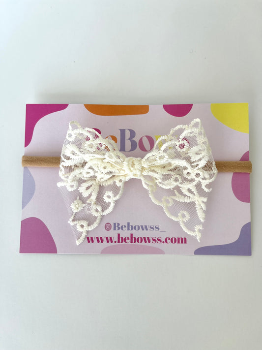 Rebecca Lace ivory Bow