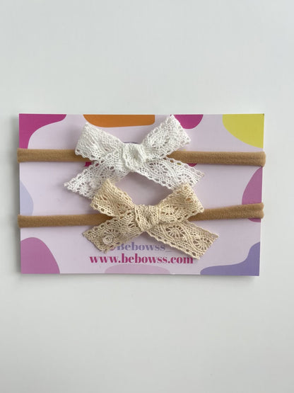 Set of 2 lace Headband Baby Bow